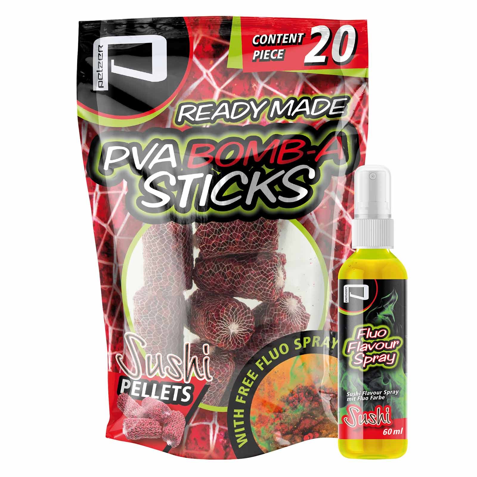 Pelzer PVA Bomb-A-Stick Sushi Pellets & Groundbait Füllung