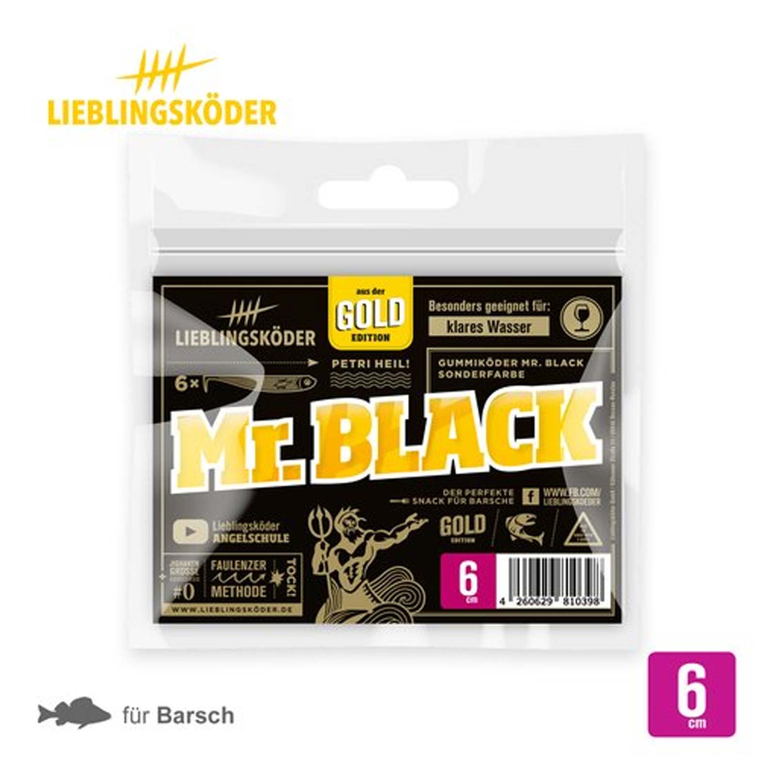 Lieblingsköder 6,0cm Mr. Black Gummifisch pack